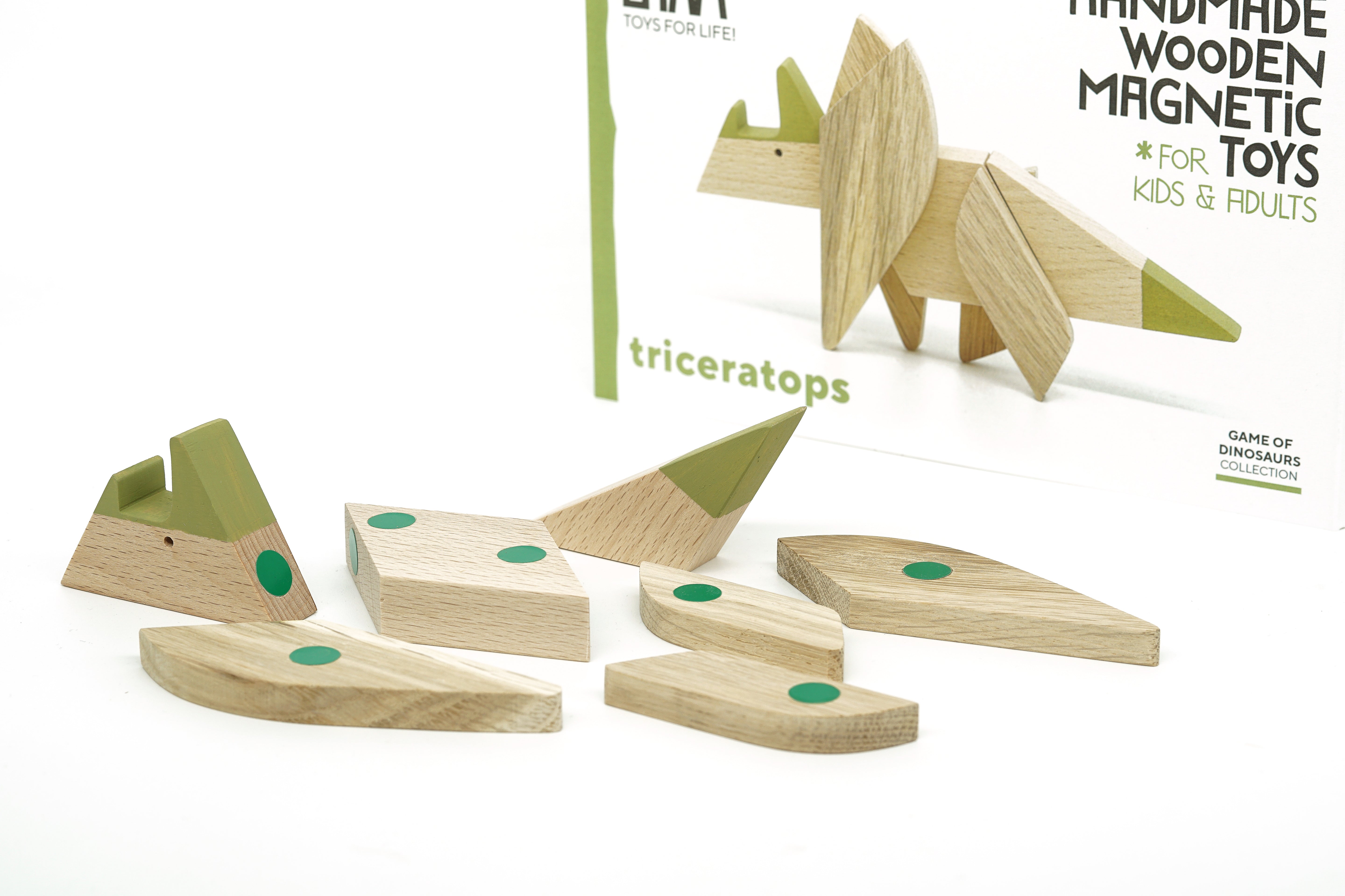 
  
  Triceratops - Wooden Handmade Magnetic Toys - Game of Dinosaurs
  
